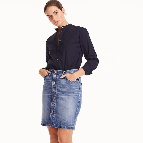 J Crew Button-front denim skirt - Picture 2 of 10